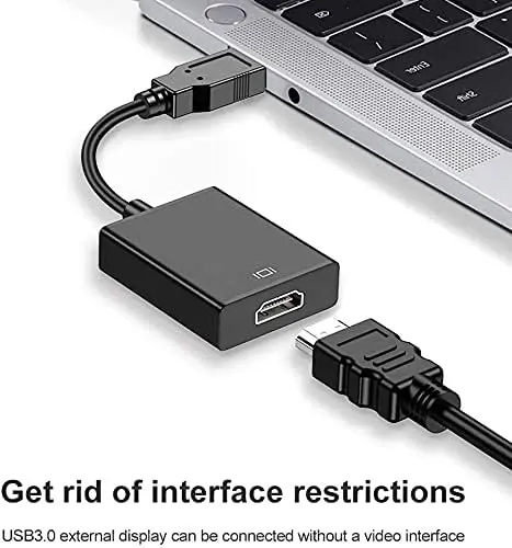 Adaptateur, Convertisseur USB 3.0-2.0 vers HDMI, câble vidéo HD 1080p pour PC, PC Portable, HDTV compatible avec Windows2.webp