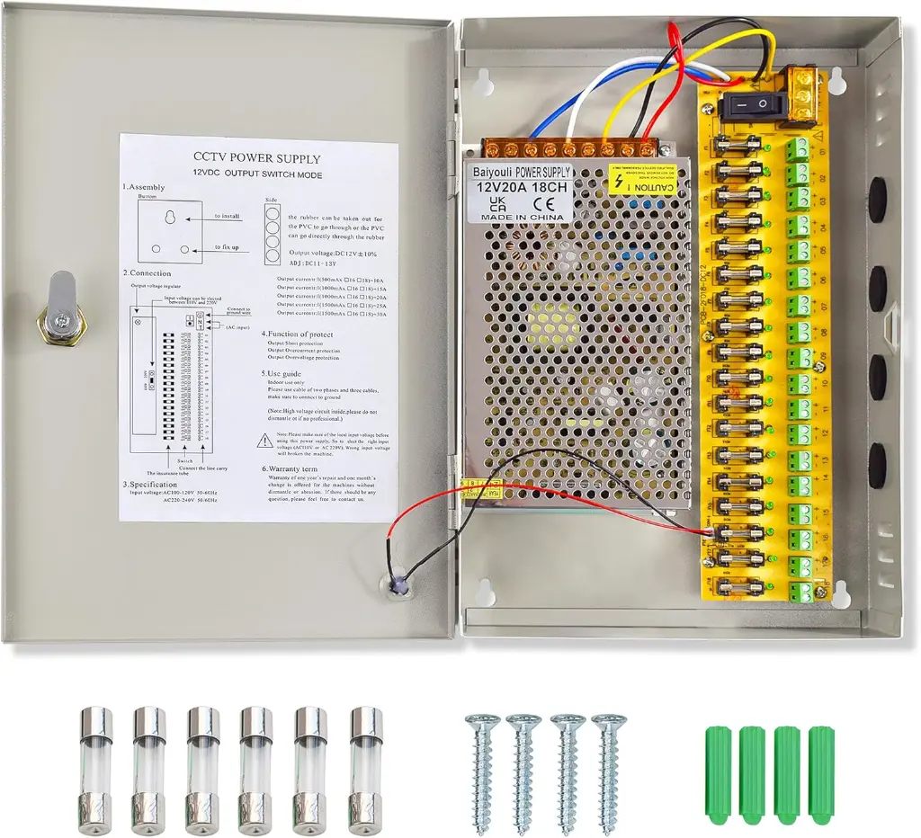 Boîtier Transformateur à Commutation d'Alimentation CCTV 18 Canaux 12V 20A 240W pour Caméra.webp