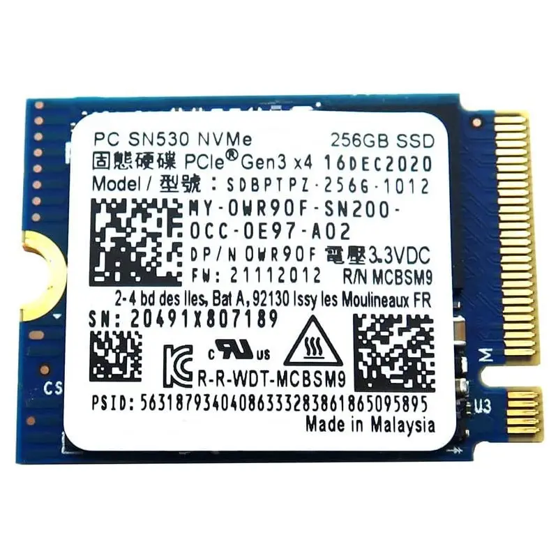Disque Dur SSD M2 Interne 256Go WESTERN DIGITAL Portable