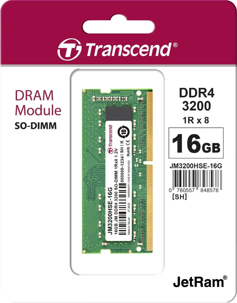 Memoire Vive (RAM) Transcend DDR4 3200Ghz 16Go portable