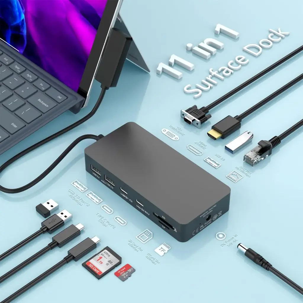 Adaptateur Surface Pro Station d'accueil Surface alimentation HDMI 4K + VGA