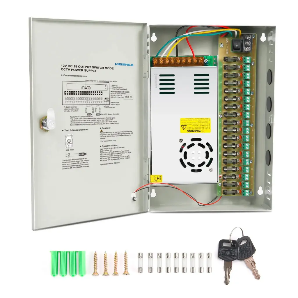 Power Supply 18Cam/Port Security Cameras DVR Converter 12V 2A CCTV 1.5/1/0.5A